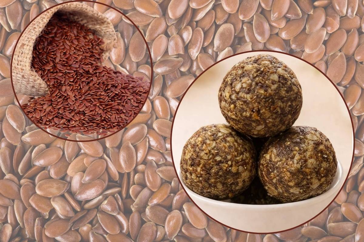 Healthy flax seed ladoos rich in omega-3 made with natural ingredients and nutritious flax seeds