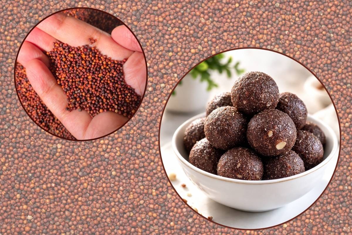 Healthy ragi seed ladoos rich in calcium and iron made with natural ingredients, supporting strong bones and teeth