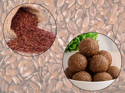 Healthy flax seed ladoos rich in omega-3 made with natural ingredients and nutritious flax seeds