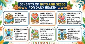 Benefits of nuts and seeds with almonds walnuts makhana and pumpkin seeds for daily nutrition