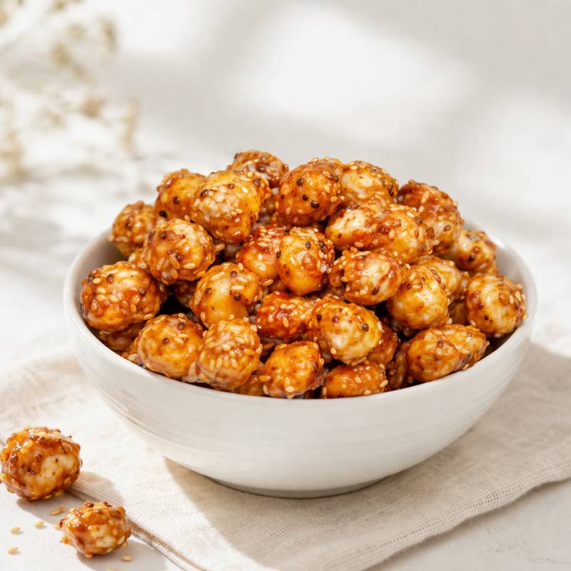 Caramelized makhana pop made with jaggery and sesame seeds